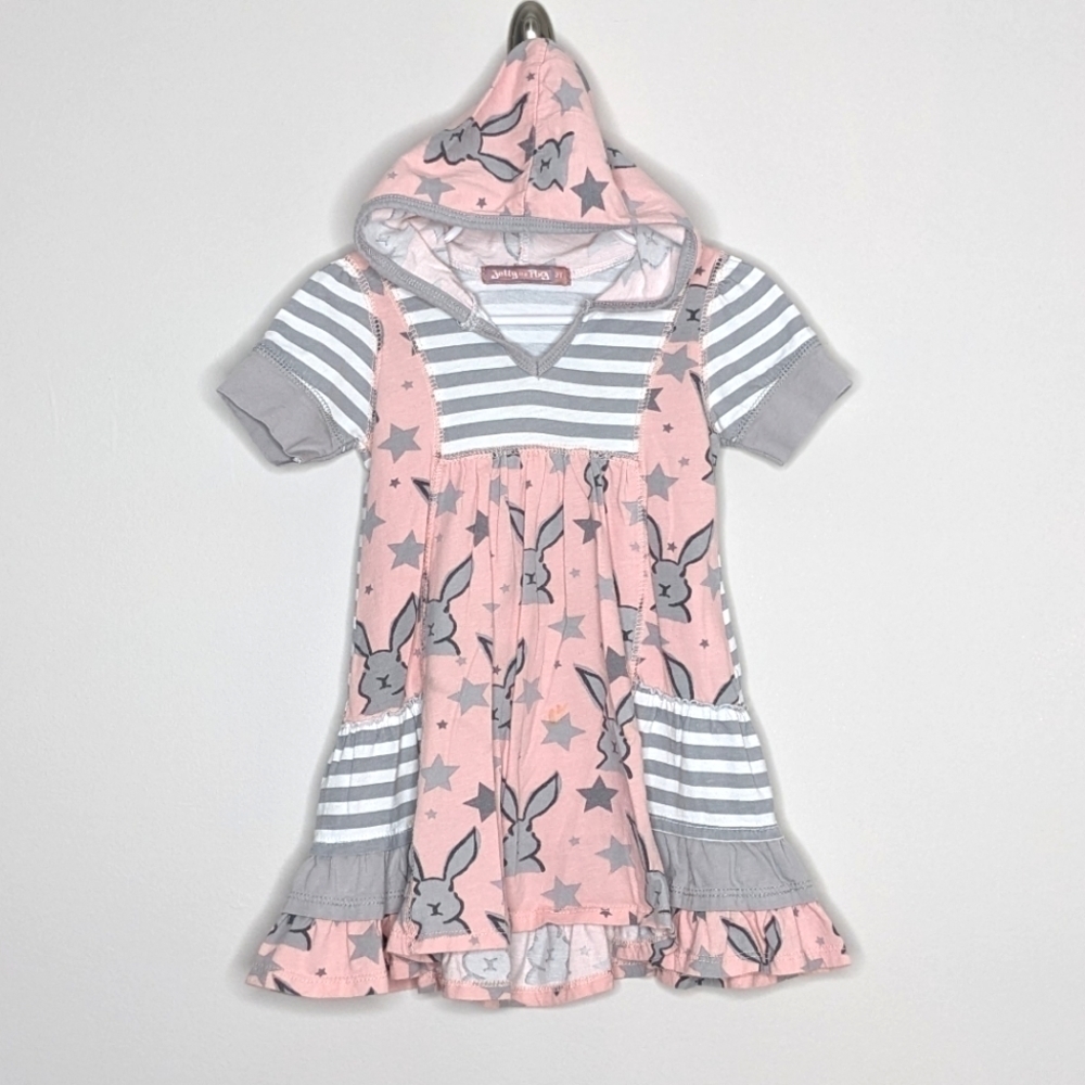 Jelly the Pug Bunny Rabbit Hooded Dress 2T